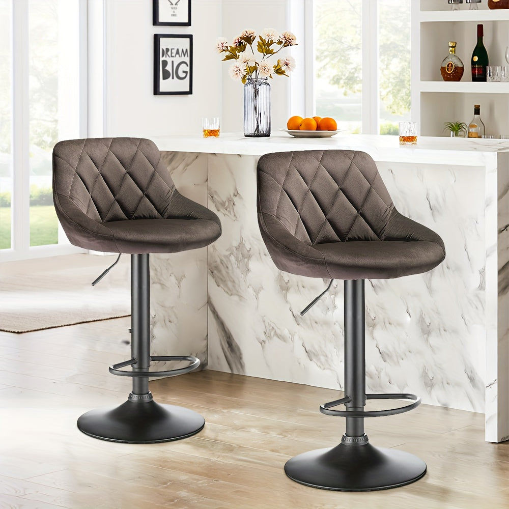Lot de 2 tabourets bar, Tabouret pivotant réglable en hauteur pour salle à manger ou cuisine avec cadre métallique et velours doux – Idéal aussi comme chaise d'ordinateur, Tabouret de Comptoir pour Cuisine,Tabourets de cuisine pour comptoir,Tabourets de