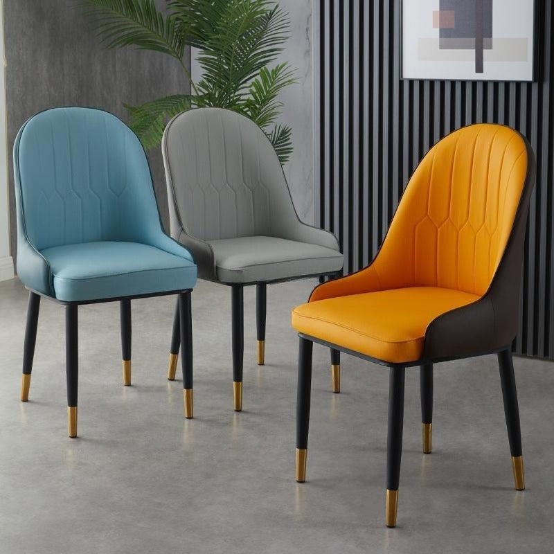 Chaises de Salle à Manger en Cuir Moderne, Fauteuil d'Accent Rembourré pour Cusine avec Garniture, Siège Pratique Haute Dossier et Pare-chocs Latérales pouvant Servir dans le Salon ou les Appartements des Restaurants & Hôtels
