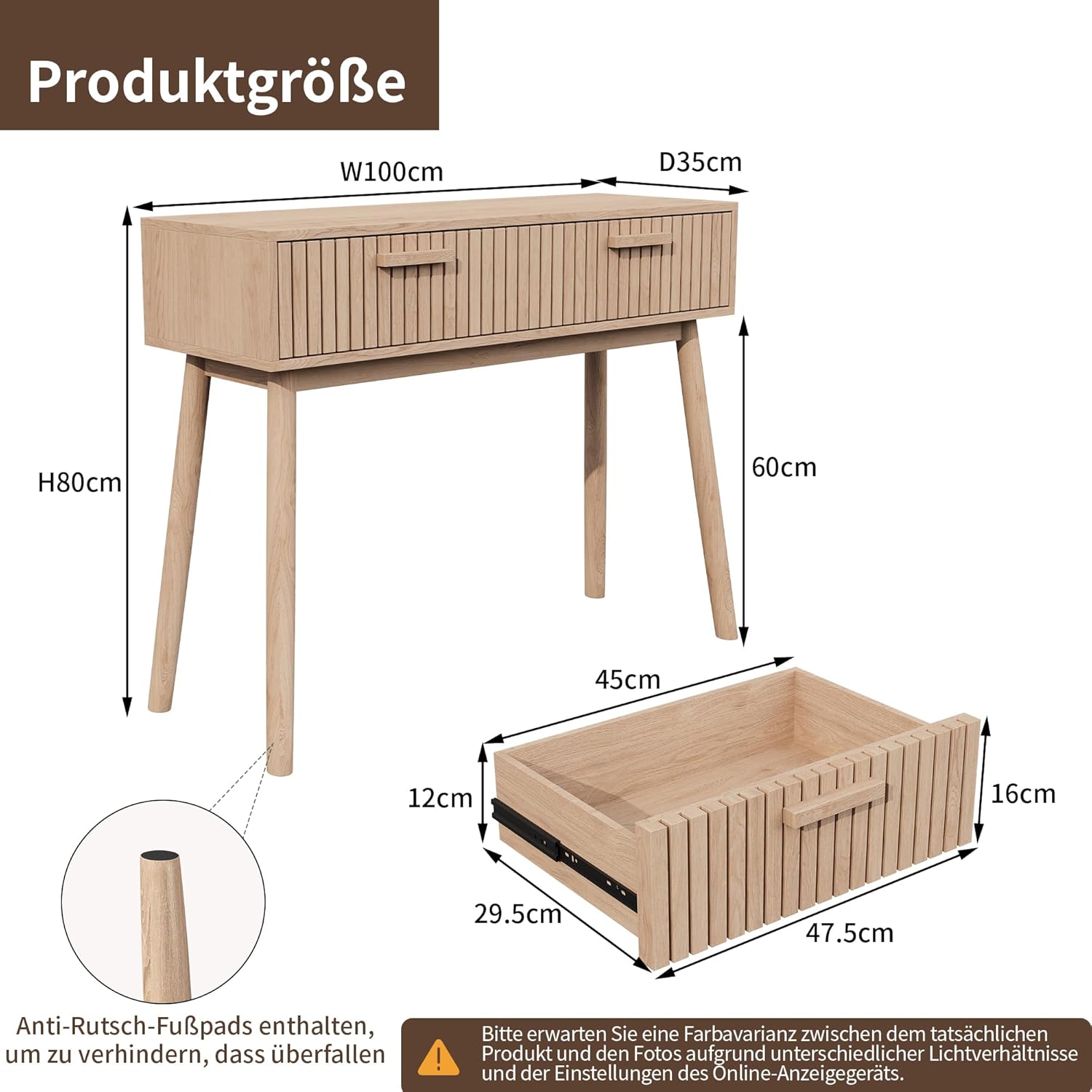 YCZ Coiffeuse en bois avec tiroirs pour maquillage et soins de la peau, petit bureau d'ordinateur, bureau en