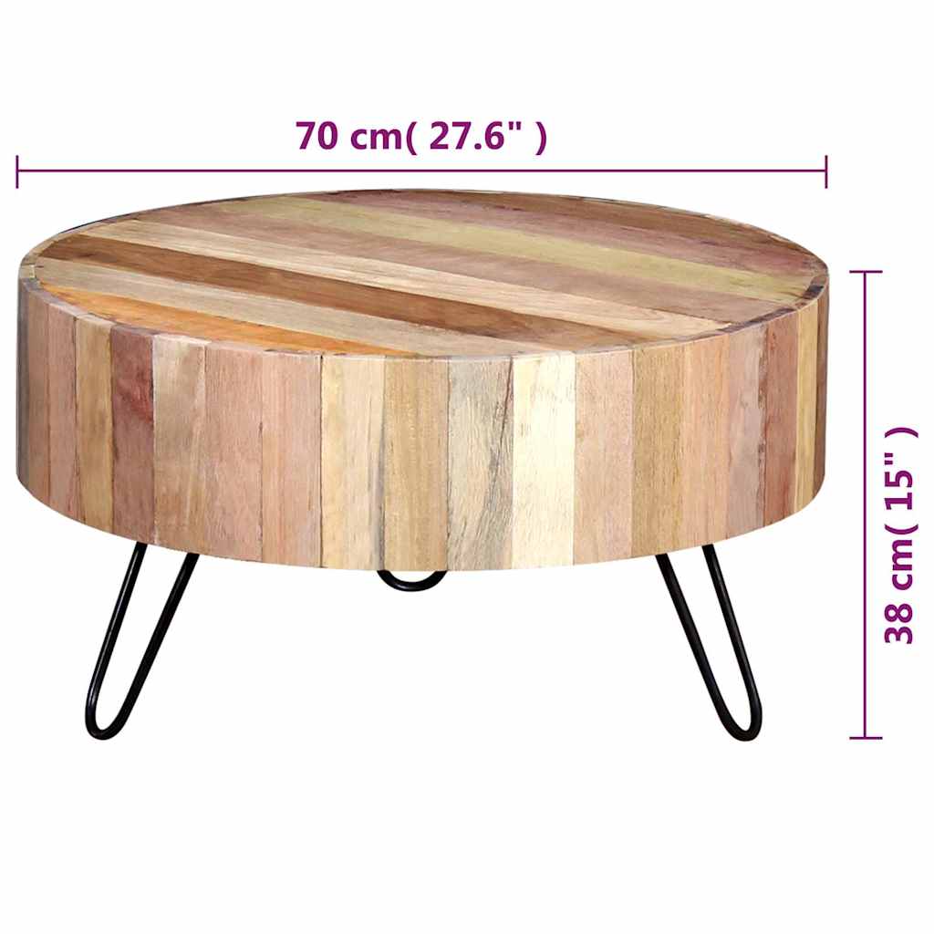 vidaXL Table Basse Bois de Récupération Massif Table d'Appoint Salon Canapé