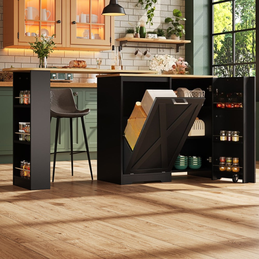 Table de salle à manger française en une, table de salle à manger de rangement multifonctionnelle, table de salle à manger de cuisine haute qualité avec porte coulissante, comptoir de salle à manger rotatif à 360°, île de cuisine rétractable, table de ba