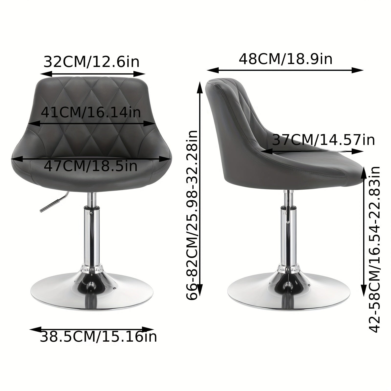 2 tabourets de bar modernes avec dossier - Cadre en métal, hauteur réglable, chaises de salon pivotantes, forme carrée, siège rembourré, aucune assemblage requis
