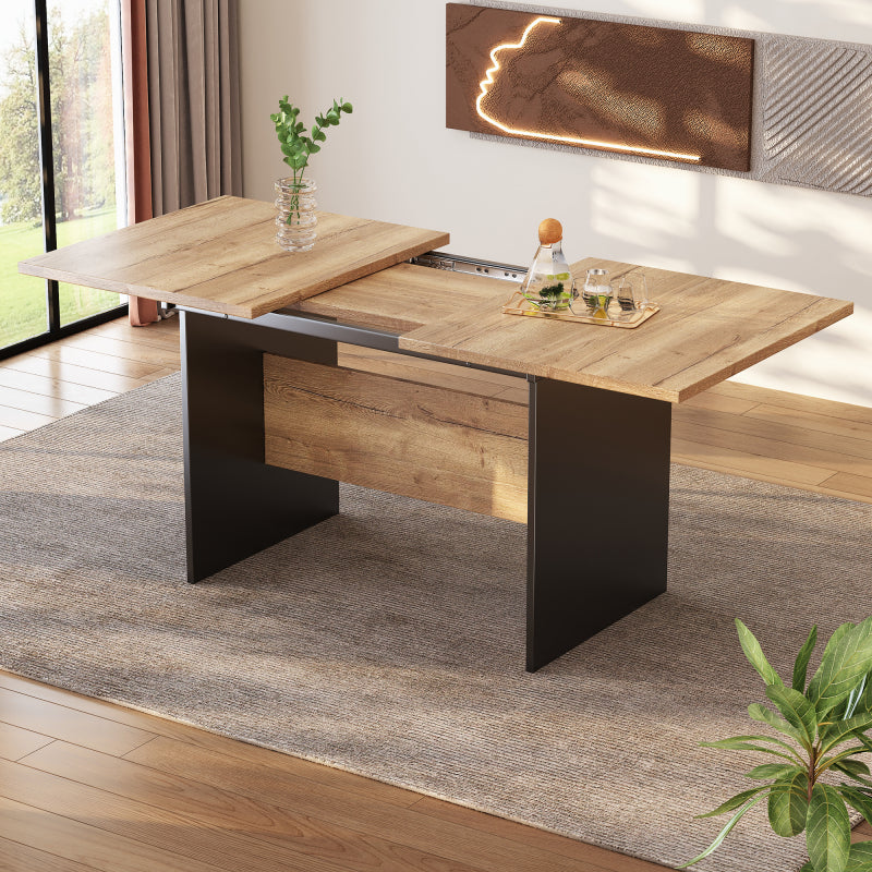Table à Manger Extensible 140-180 cm de Largeur (55"-71") - Table Rectangulaire Moderne et Minimaliste avec Finition Bois, Design Économiseur d'Espace pour Petits Espaces, Pouvant Accueillir 4-6 Personnes, Robuste Pour Salles À Manger Formelles ou Famili
