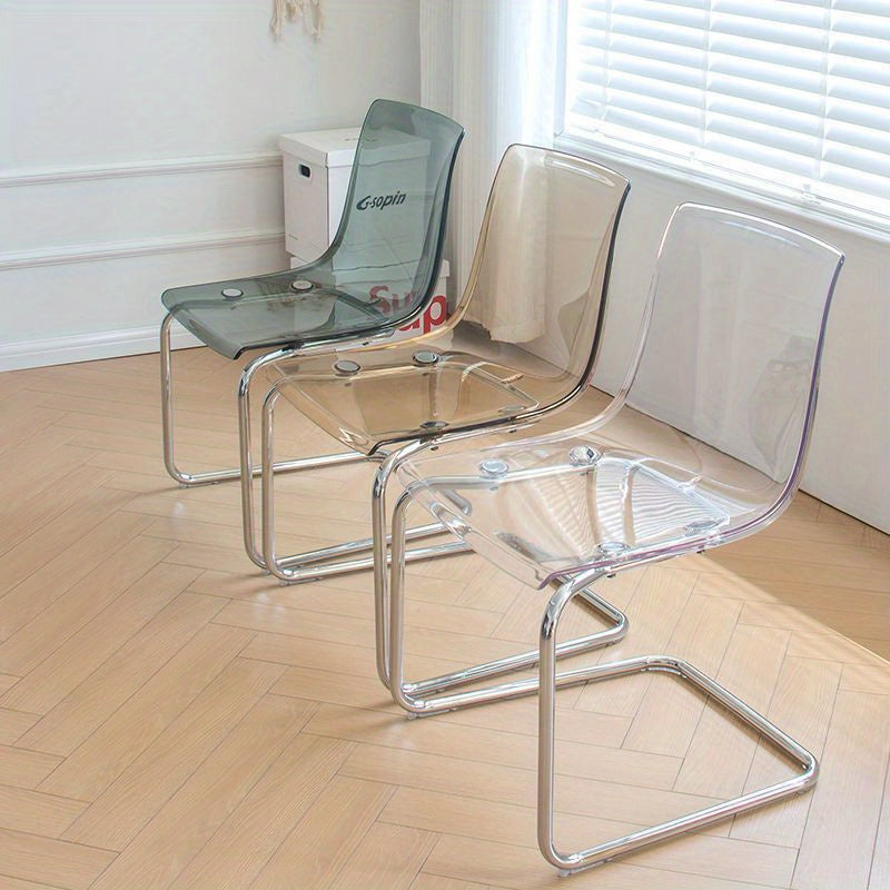 Chaise transparente minimaliste moderne, chaise de bureau, chaise de salle à manger en acrylique Tuya, chaise de salle à manger créative pour la maison, disponible en 9 couleurs, meuble de chaise, décoration intérieure, design contemporain, plastique dur
