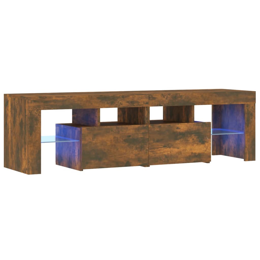 Meuble avec lumières Chêne fumé 140x36, 5x40 cm