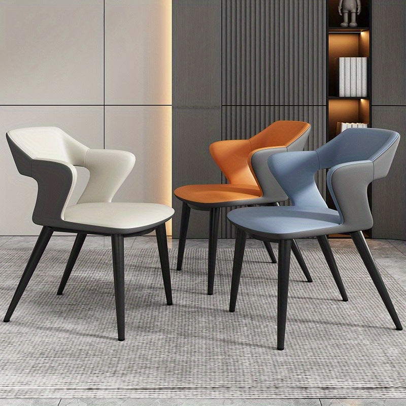 Chaise de Bureau Élégante d'Inspiration Française - Rembourrée Douce, Chaise de Salle à Manger à Cadre Métallique pour la Maison, Clubs, Hôtels & Cafés - Disponible en Marron, Orange, Gris