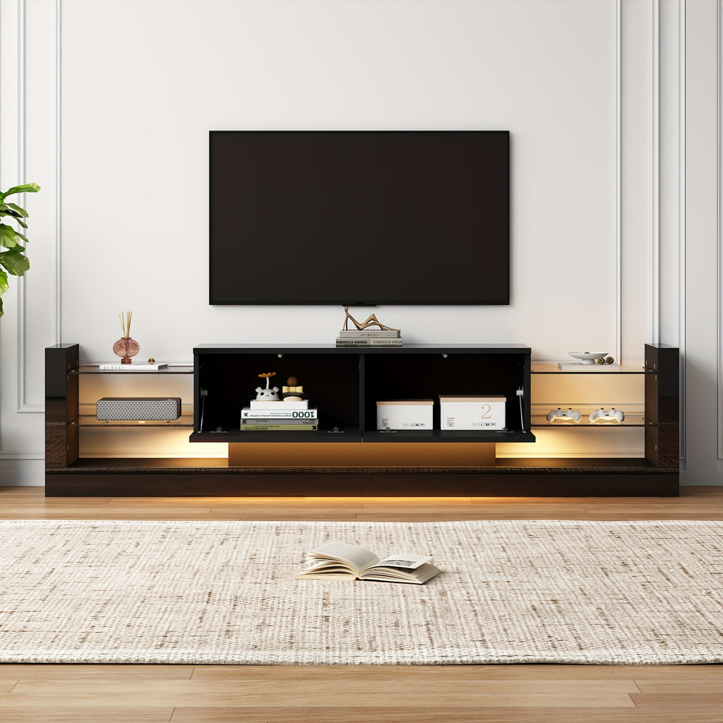 Meuble TV, 181 cm, pour téléviseurs jusqu'à 80", deux tiroirs pliants, Console Média,Centre de Divertissement,Unité de Divertissement Élégante,Conception Économiseuse d'Espace,Cadre Léger,Stockage Média,Meuble TV avec rangement,Vie en Petit Espace