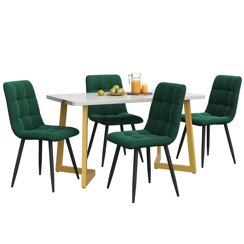 Ensemble de table et chaises de salle à manger moderne et élégant 5 pièces, meuble de salon luxueux multifonctionnel, ensemble de table et chaises en marbre de haute qualité, petite table à manger moderne avec 4 chaises, ensemble de table à manger gain d