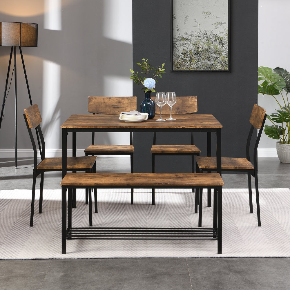 Ensemble de 6 pièces de tables à manger, chaises et tabourets pour la maison, style industriel pour cuisine, meubles de restaurant modernes et minimalistes, mobilier de loisirs de petite taille, ensemble table et banc, combinaison de table et chaises pou