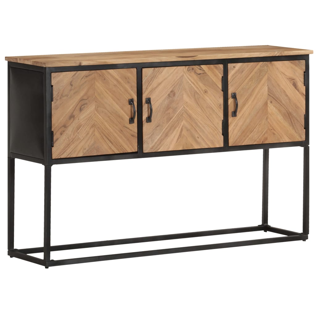 Buffet en Bois d'Acacia Massif 120x30x75 cm - Commode Élégante avec 2 Portes et Tiroirs, Meuble de Rangement pour Salon, Buffet Rustique en Bois, Meuble de Cuisine et Meuble TV en Bois Massif