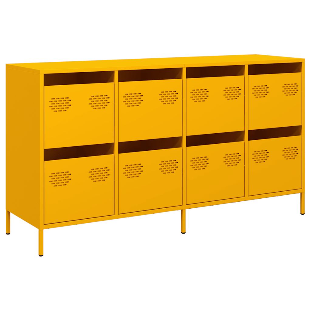 Buffet Moderne en Jaune Moutarde | 135x39x73,5 cm | Acier Laminé à Froid | Haut Meuble avec Portes et Compartiments | Rangement pour Salon | Commode Style Industriel | Alternative à la Table d'Appoint | Buffet pour Salle à Manger | Meuble de Chambre | Pi