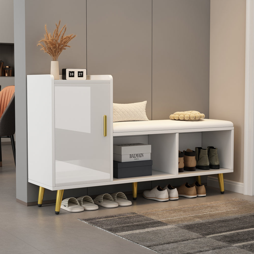 Armoire à chaussures moderne et simple, armoire d'entrée, armoire de vestiaire, armoire de rangement multifonctionnelle, armoire à chaussures d'entrée, avec siège rembourré, banc à chaussures avec armoire, banc à chaussures ouvert, noir/blanc optionnel,