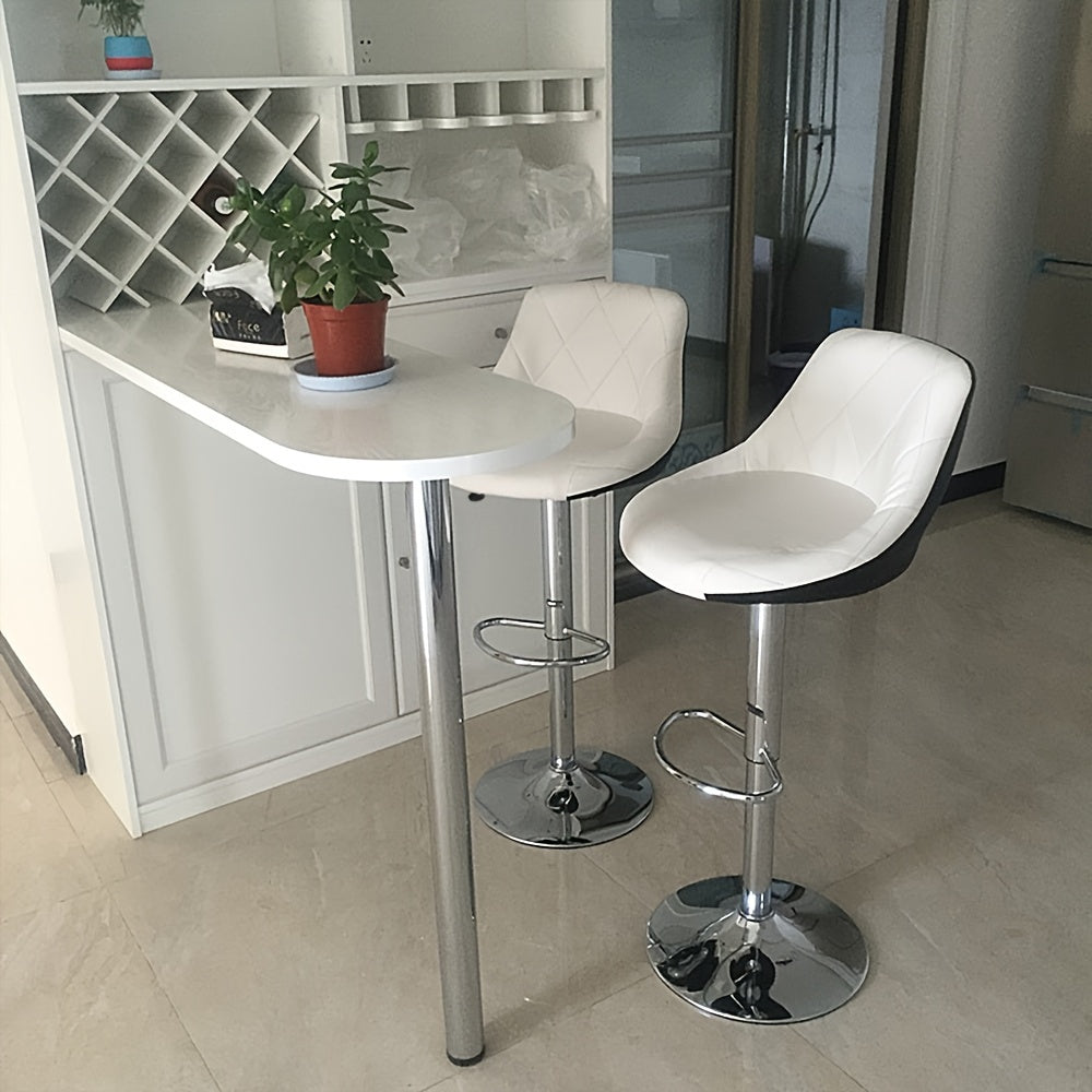 2 tabourets de bar avec siège en simili cuir rembourré, hauteur réglable, pivotant et ajustable, chaise haute pour comptoir ou salle à manger, Tabourets de Cuisine pour Comptoir,Tabourets de Bar pour Petit Déjeuner,Tabourets de hauteur comptoir,Tabourets