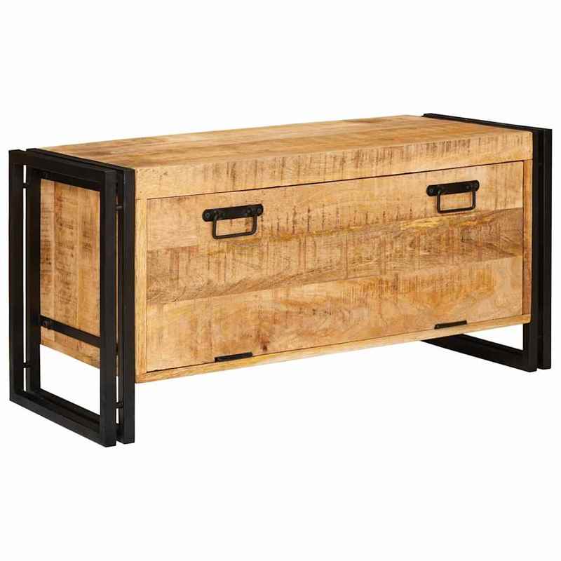 Étagère à Chaussures Moderne et Minimaliste, Gain de Place, Durable et Robuste pour Entrée et Salon, Armoire Multifonctionnelle avec Étagère, Marron 90 x 38 x 45 cm en Bois de Manguier Massif, Meuble d'Entrée Idéal pour Bureaux à Domicile