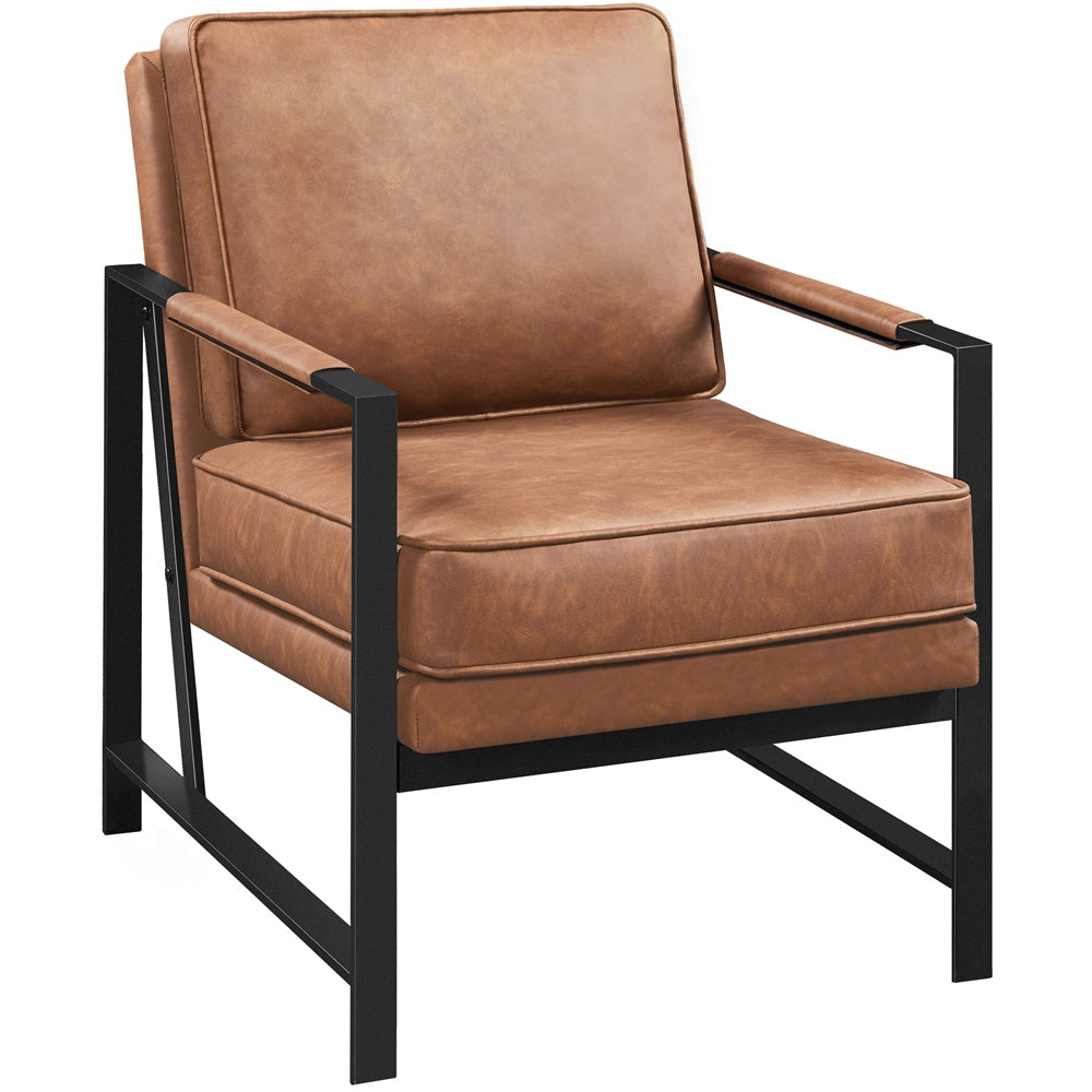 Costoffs Fauteuil de Salon Moderne Fauteuil d'appoint Design avec Coussins Rembourrés Cadre en métal Fauteuil de Lecture Confortable
