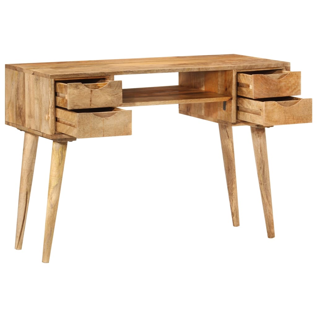 Bureau en Bois Massif avec Tiroirs 110x47x76 cm - Bureau en Bois de Manguier, Bureau à Domicile, Table de Travail, Bureau d'Ordinateur Vintage, Bureau en Bois Robuste avec Espace de Rangement
