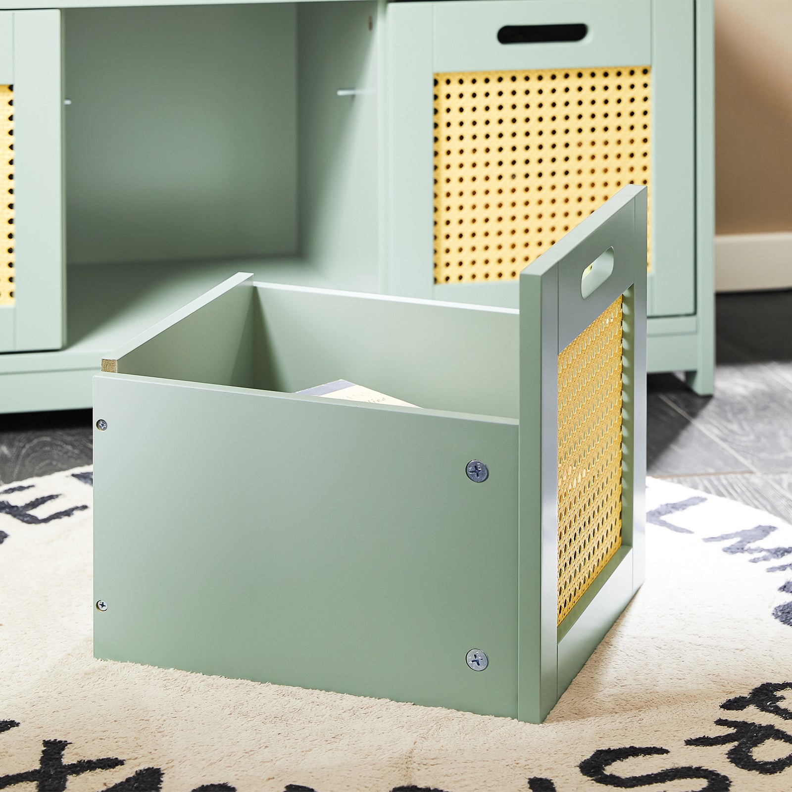 SoBuy FSR182-GR Étagère à Chaussures Économiseur d'Espace avec Tiroir et 2 Armoires, Organisateur de Chaussures pour Chambre, Charge Maximale 150 kg, 90x35x45 cm, Vert