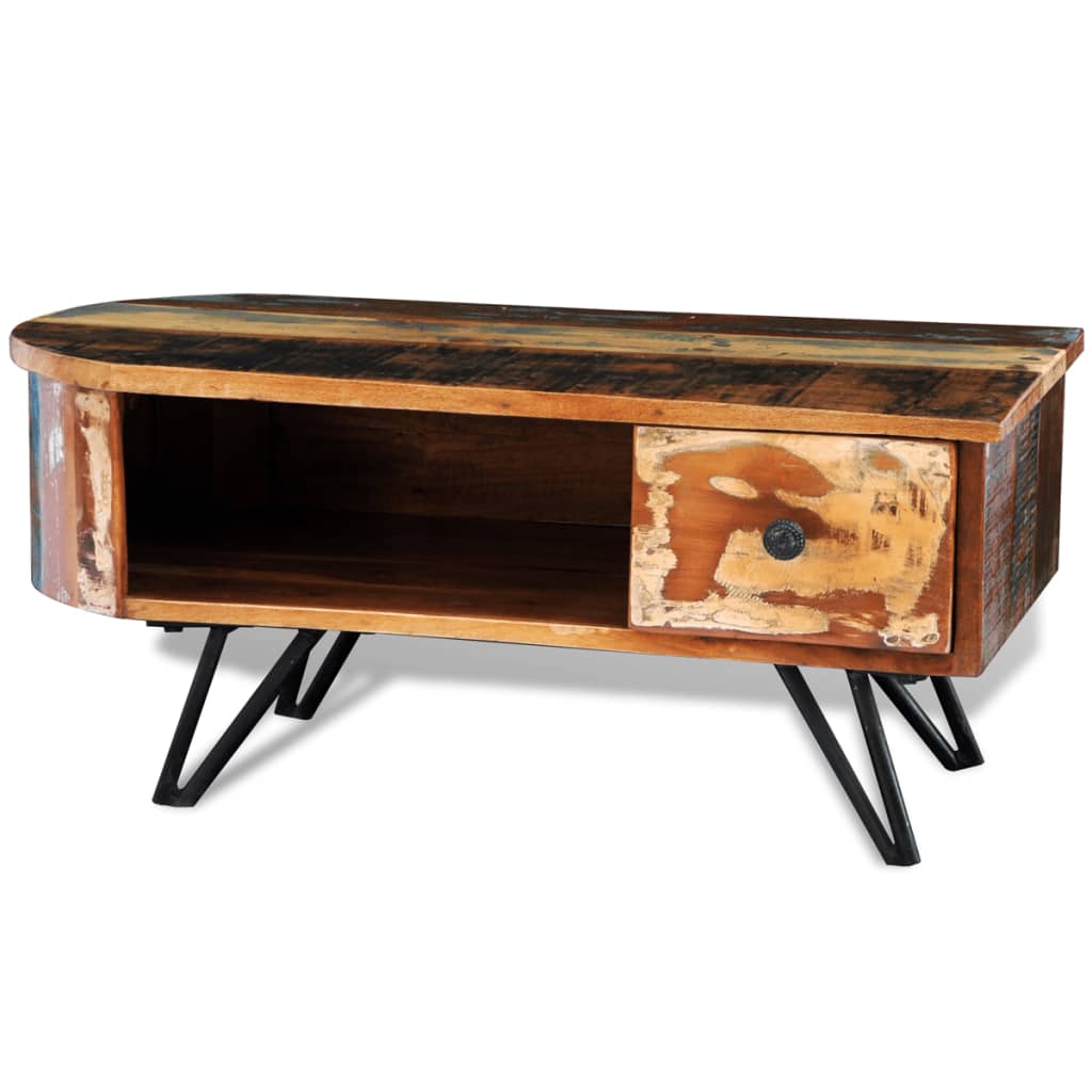 vidaXL Table basse Table de salon bois recyclé solide avec pieds broche fer