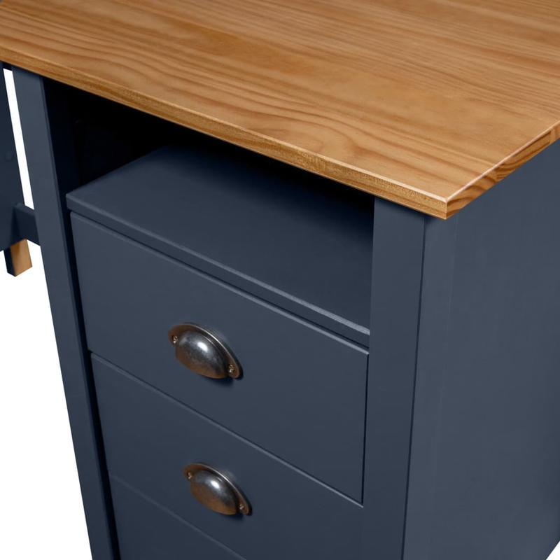Table de Bureau, Table d'Ordinateur, Bureau de Bureau, Desk Hill Gris 150x50x74cm en Pin Massif (Livraison Gratuite)