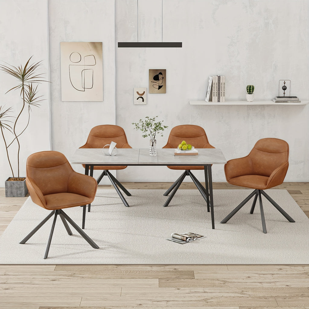 Chaises de salle à manger élégantes et contemporaines, pivotant à 360° avec sièges rembourrés épais, conçues ergonomiquement pour les familles, cafés et restaurants - 2 ensembles / 4 ensembles / 6 ensembles, Sièges de Restaurant,Mobilier de Café,Meubles