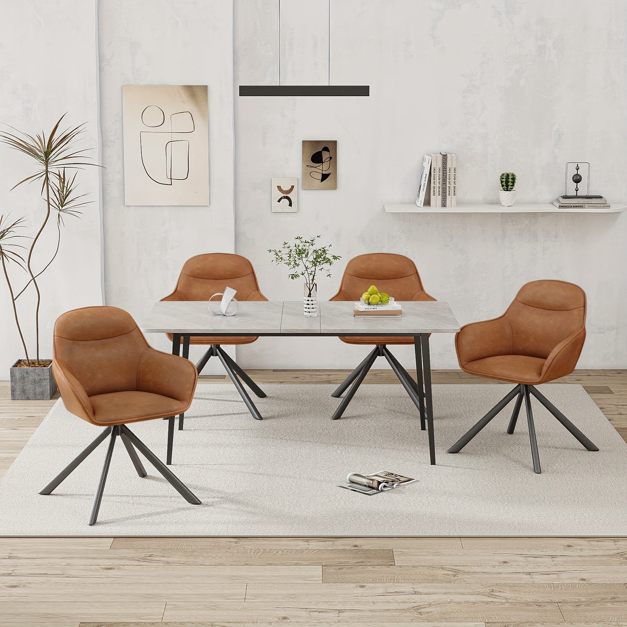 Chaises de salle à manger élégantes et contemporaines, pivotant à 360° avec sièges rembourrés épais, conçues ergonomiquement pour les familles, cafés et restaurants - 2 ensembles / 4 ensembles / 6 ensembles, Sièges de Restaurant,Mobilier de Café,Meubles