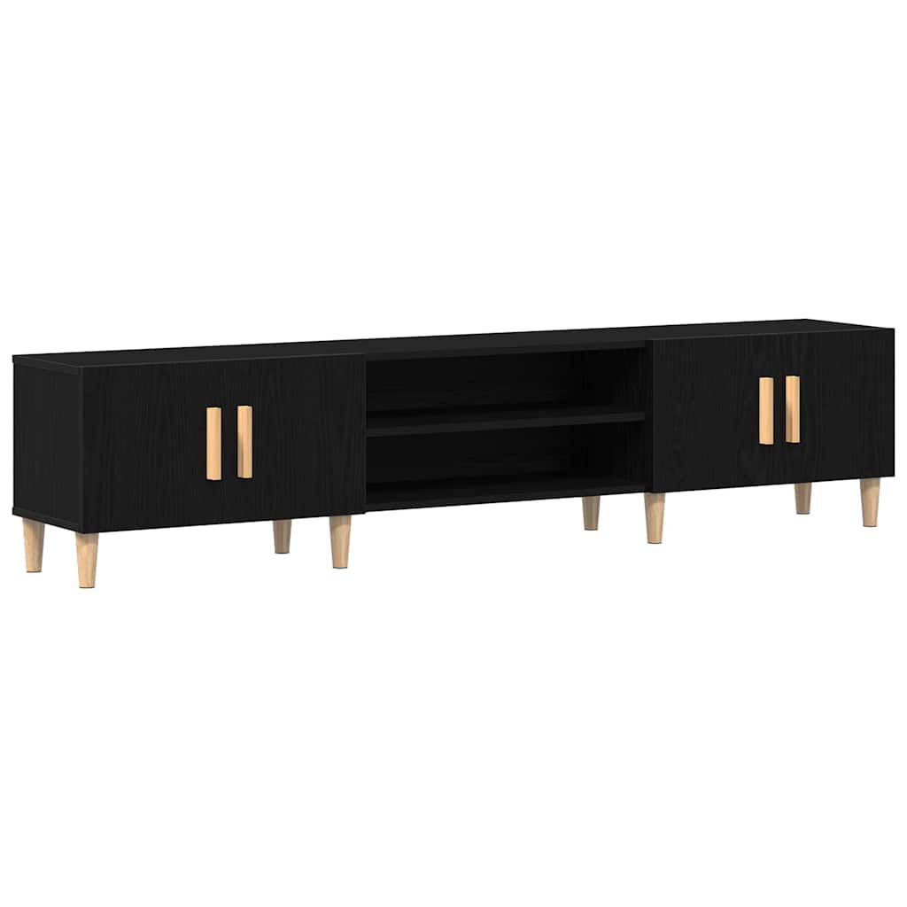 Meuble TV vidaXL Grand Chêne Noir Design Moderne Avec Grand Espace de Rangement Construction en Bois d'Ingénierie 4 Portes Parfait Pour Salon et Home Theater Centre de Divertissement Stand Mobilier Théâtre