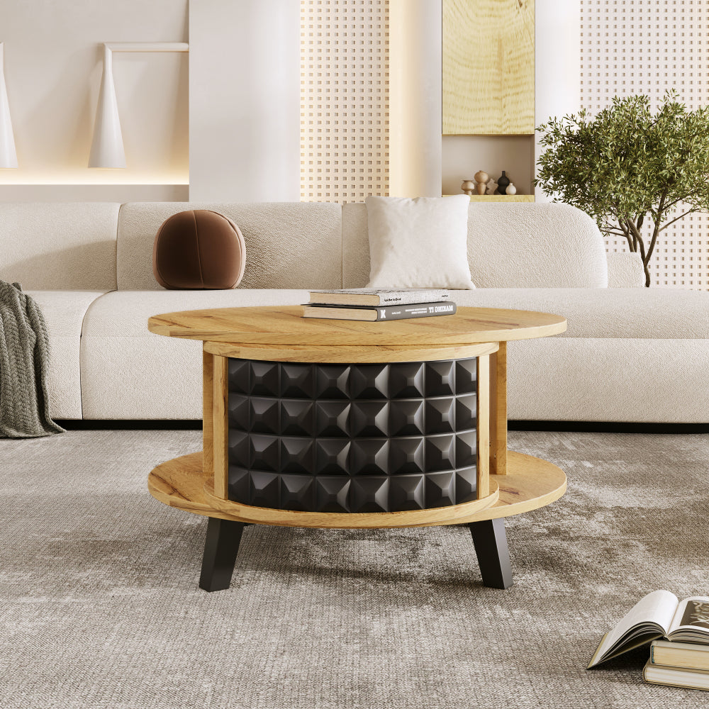 Table basse design moderne minimaliste, table d'appoint italienne luxe léger, table multifonction, bureau européen polyvalent, table de rangement créative grande capacité, table ronde française exquise, avec étagère interne cachée, plateau rotatif à 360°