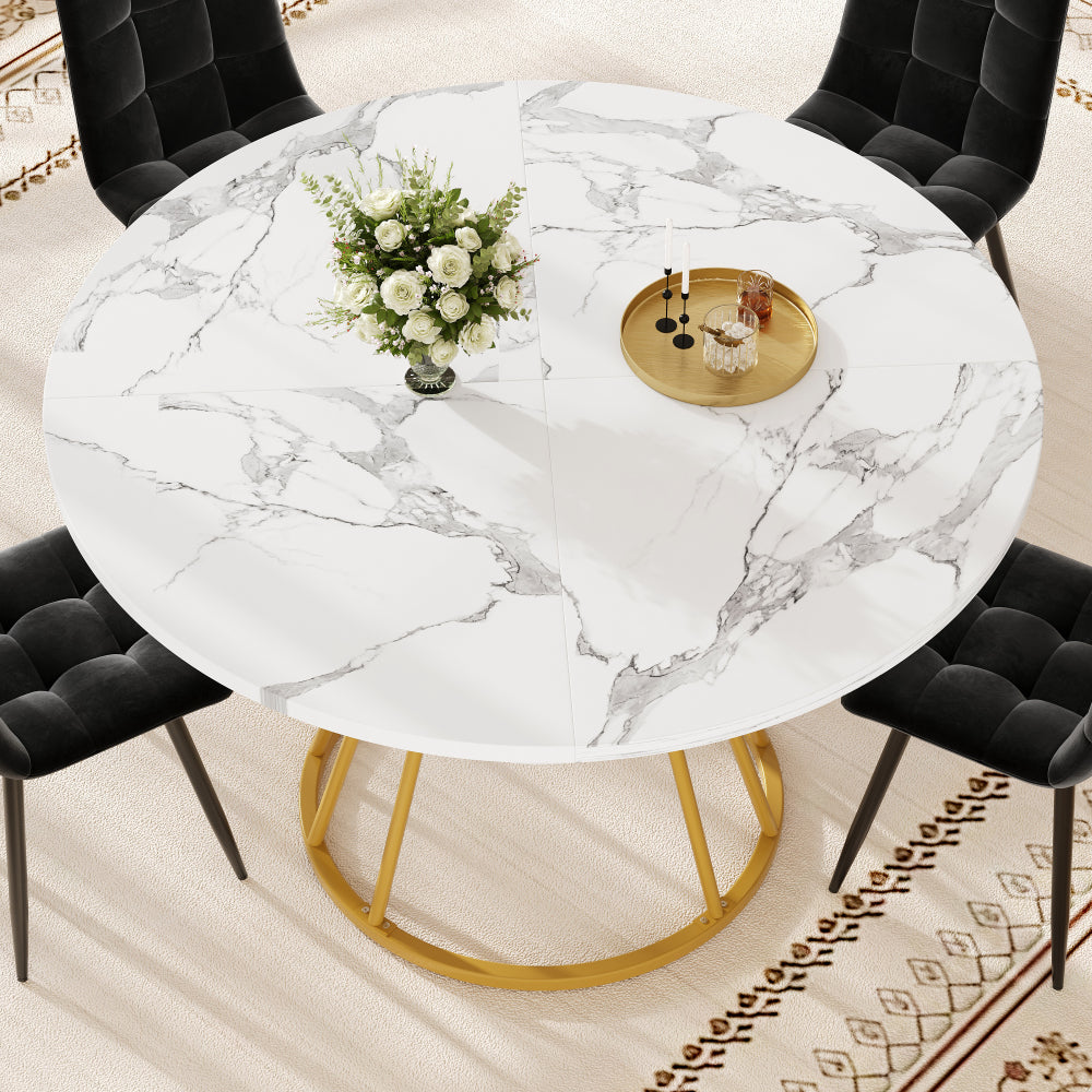 Ensemble de table à manger élégant et simple (5 pièces), table à manger ronde, table de cuisine et de salon, 100 X 100 X 76 Cm (comprenant 4 chaises), table basse ronde pour 4 personnes, ensemble table et chaises de réception et de négociation, table de