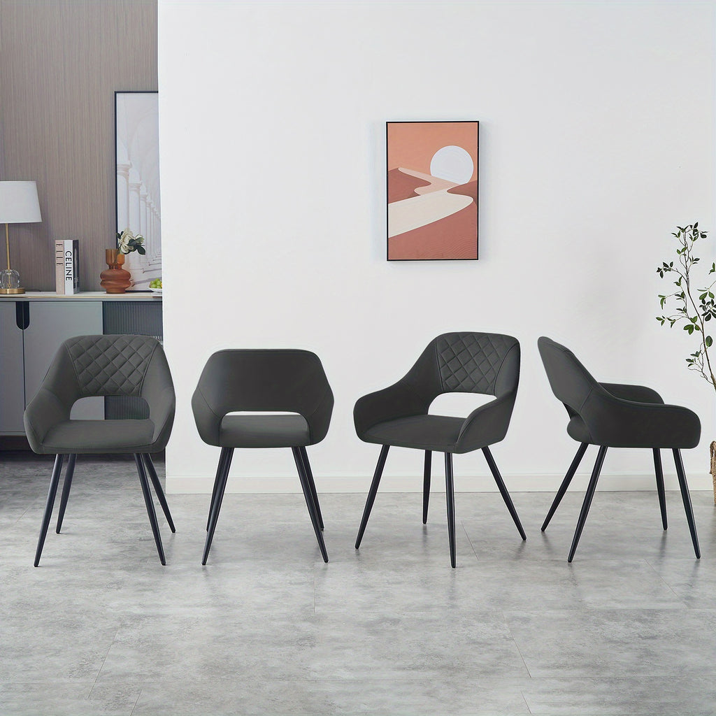 2 chaises de salle à manger avec housses en tissu, siège rembourré et dossier ouvert, design moderne, pieds métalliques, pour salle à manger, salon et cuisine, Meubles pour la Maison, Aménagement de Salle à Manger,Sièges de cuisine,Meubles Élégants,Chais