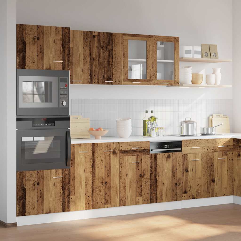 DAVAMARKETSHOP Ensemble de 7 meubles de cuisine "Lyon" en bois d'ingénierie vieilli