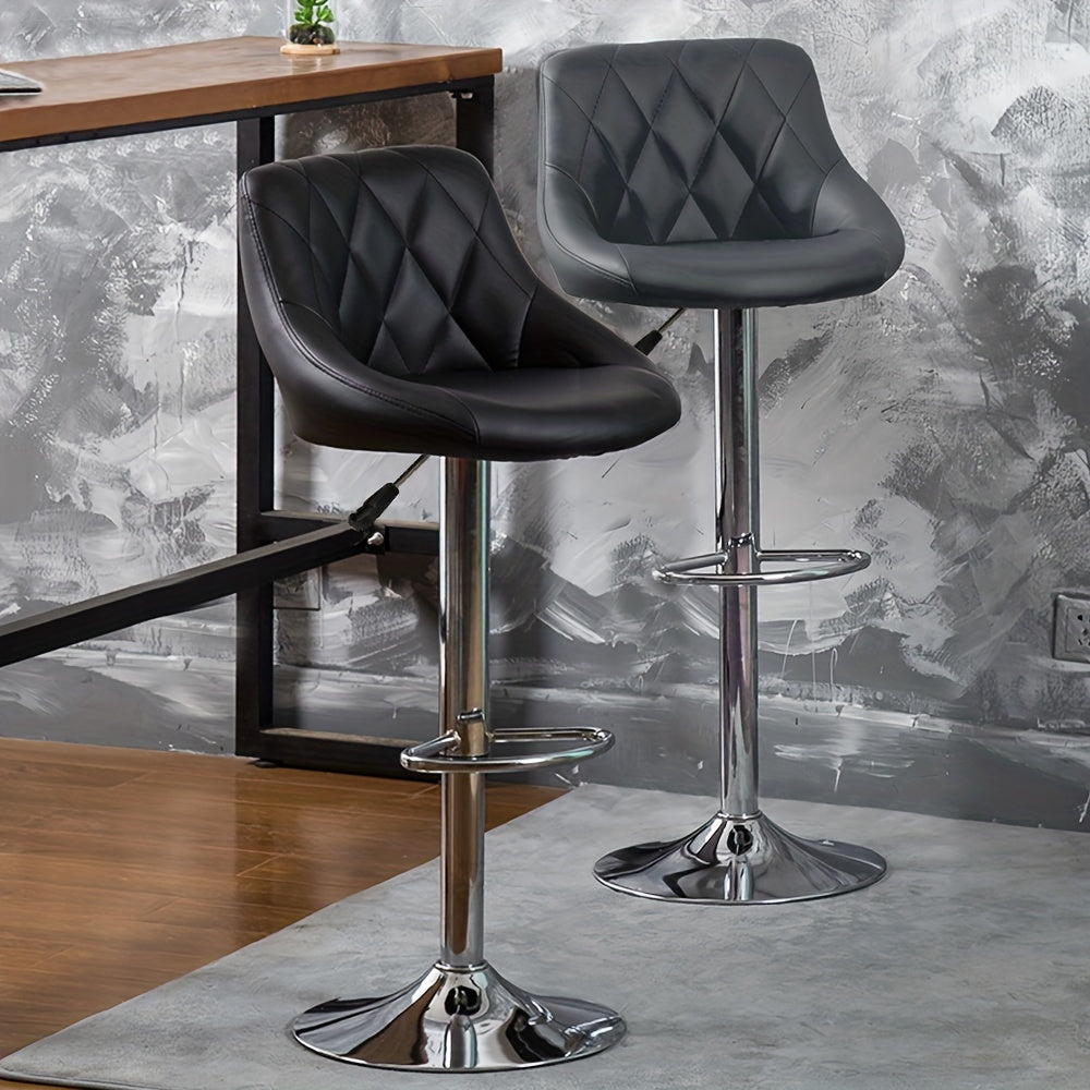 2 tabourets de bar avec siège en simili cuir rembourré, hauteur réglable, pivotant et ajustable, chaise haute pour comptoir ou salle à manger, Tabourets de Cuisine pour Comptoir,Tabourets de Bar pour Petit Déjeuner,Tabourets de hauteur comptoir,Tabourets