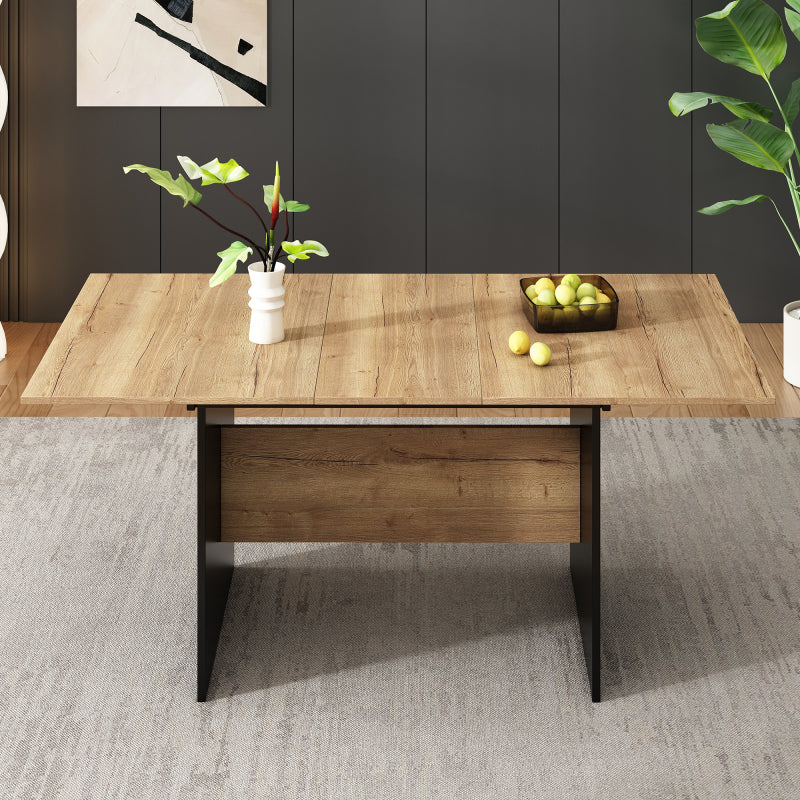 Table à Manger Extensible 140-180 cm de Largeur (55"-71") - Table Rectangulaire Moderne et Minimaliste avec Finition Bois, Design Économiseur d'Espace pour Petits Espaces, Pouvant Accueillir 4-6 Personnes, Robuste Pour Salles À Manger Formelles ou Famili