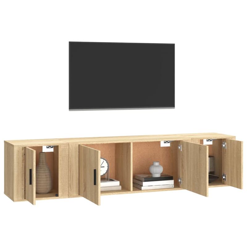3 pièces. Ensemble meuble TV SONOMA-Eiche en bois, support pour téléviseur