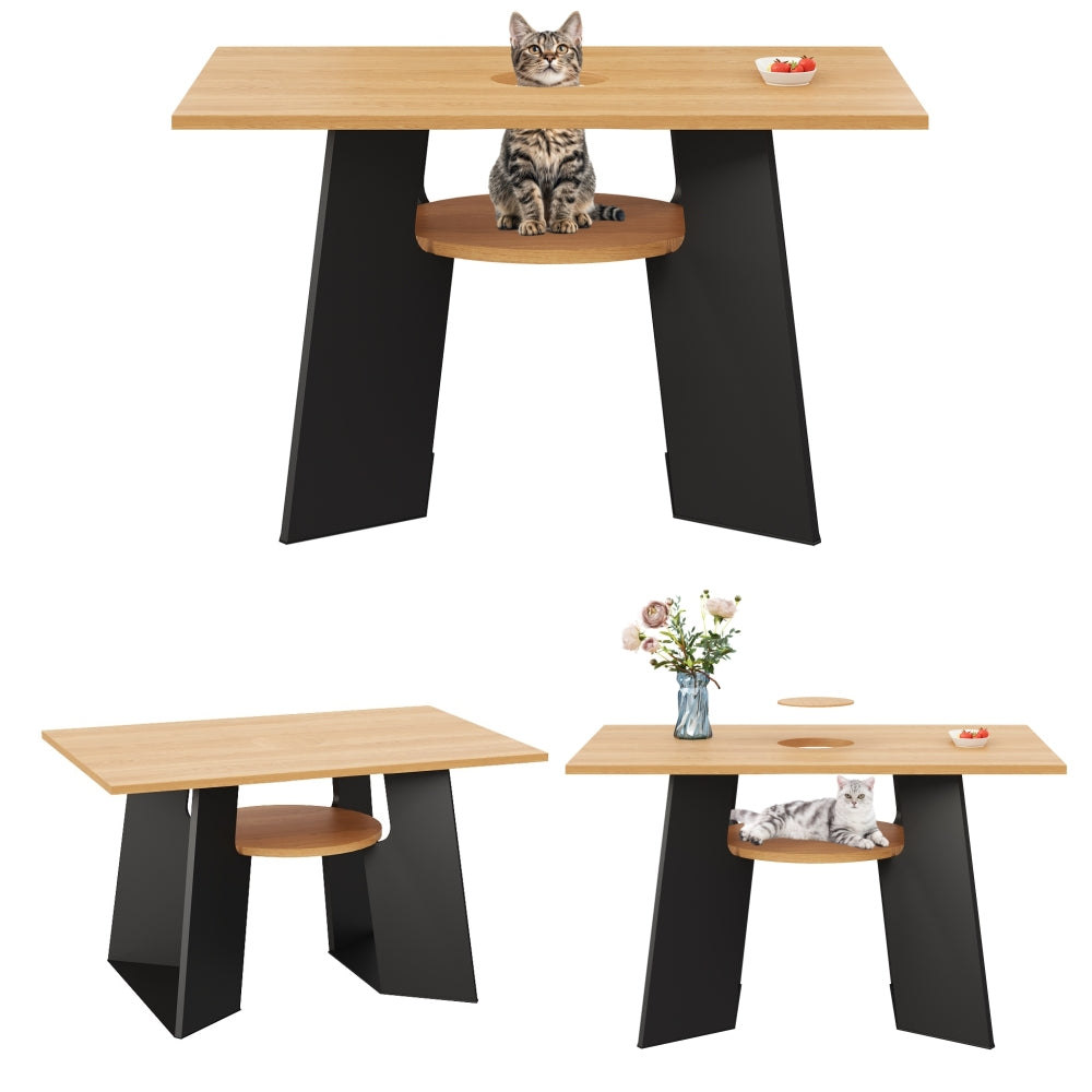 Table à Manger Moderne Extensible et Adaptée aux Animaux avec Plateau Abattable et Étagère de Rangement - Pour 6 Personnes (Élargissement jusqu'à 130 cm), Table de Cuisine Gain de Place pour Grandes Familles, Montage Facile, Surface Durable Non en Bois (