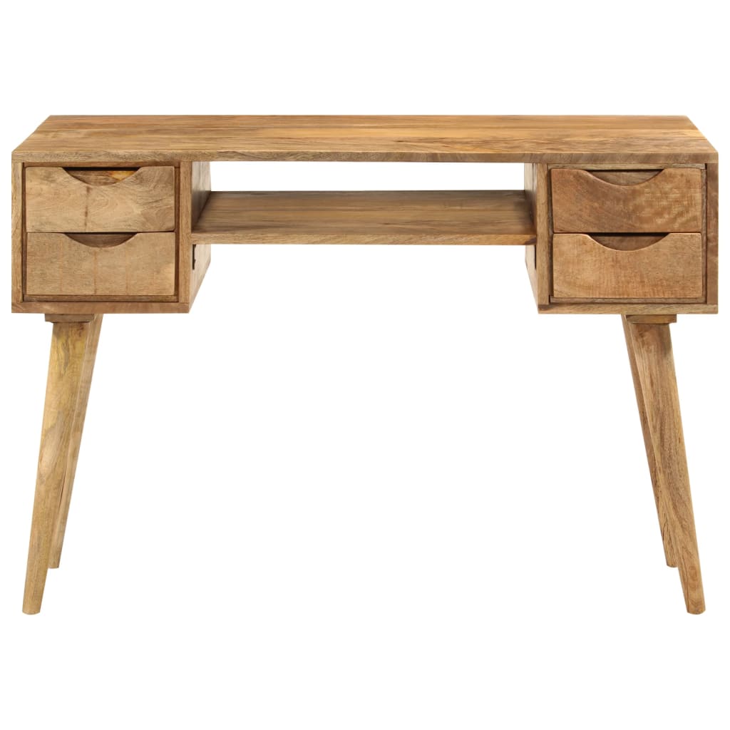 Bureau en Bois Massif avec Tiroirs 110x47x76 cm - Bureau en Bois de Manguier, Bureau à Domicile, Table de Travail, Bureau d'Ordinateur Vintage, Bureau en Bois Robuste avec Espace de Rangement