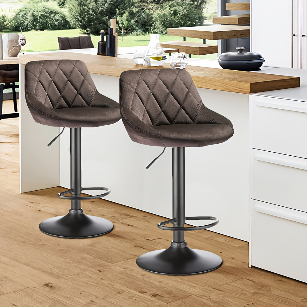 Lot de 2 tabourets bar, Tabouret pivotant réglable en hauteur pour salle à manger ou cuisine avec cadre métallique et velours doux – Idéal aussi comme chaise d'ordinateur, Tabouret de Comptoir pour Cuisine,Tabourets de cuisine pour comptoir,Tabourets de
