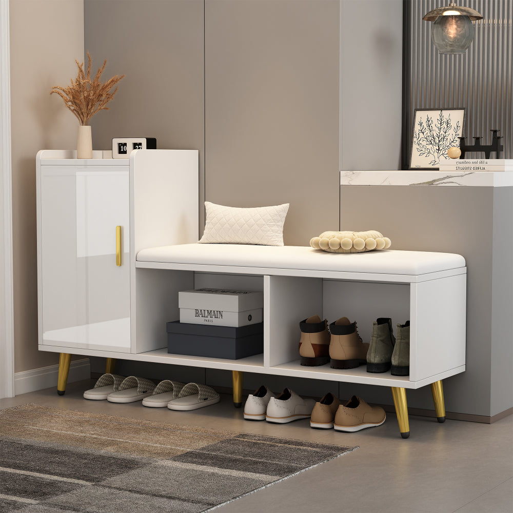 Armoire à chaussures moderne et simple, armoire d'entrée, armoire de vestiaire, armoire de rangement multifonctionnelle, armoire à chaussures d'entrée, avec siège rembourré, banc à chaussures avec armoire, banc à chaussures ouvert, noir/blanc optionnel,