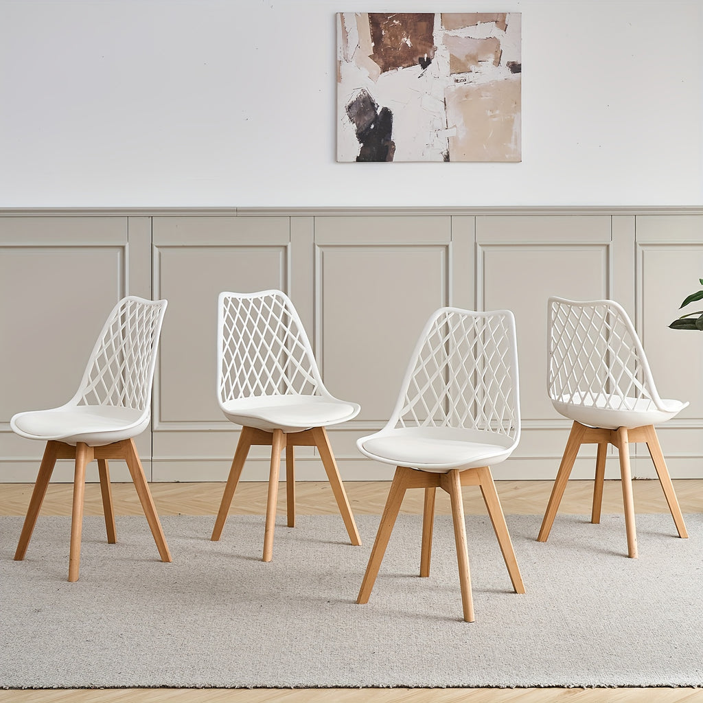 6 chaises de salle à manger, chaises de cuisine, chaises de bureau, chaises de salon avec pieds en hêtre massif, dossier en maille et coussin en PU, style scandinave, élégantes et pratiques, parfaitement intégrées à la vaisselle moderne, Chaise Polyvalen