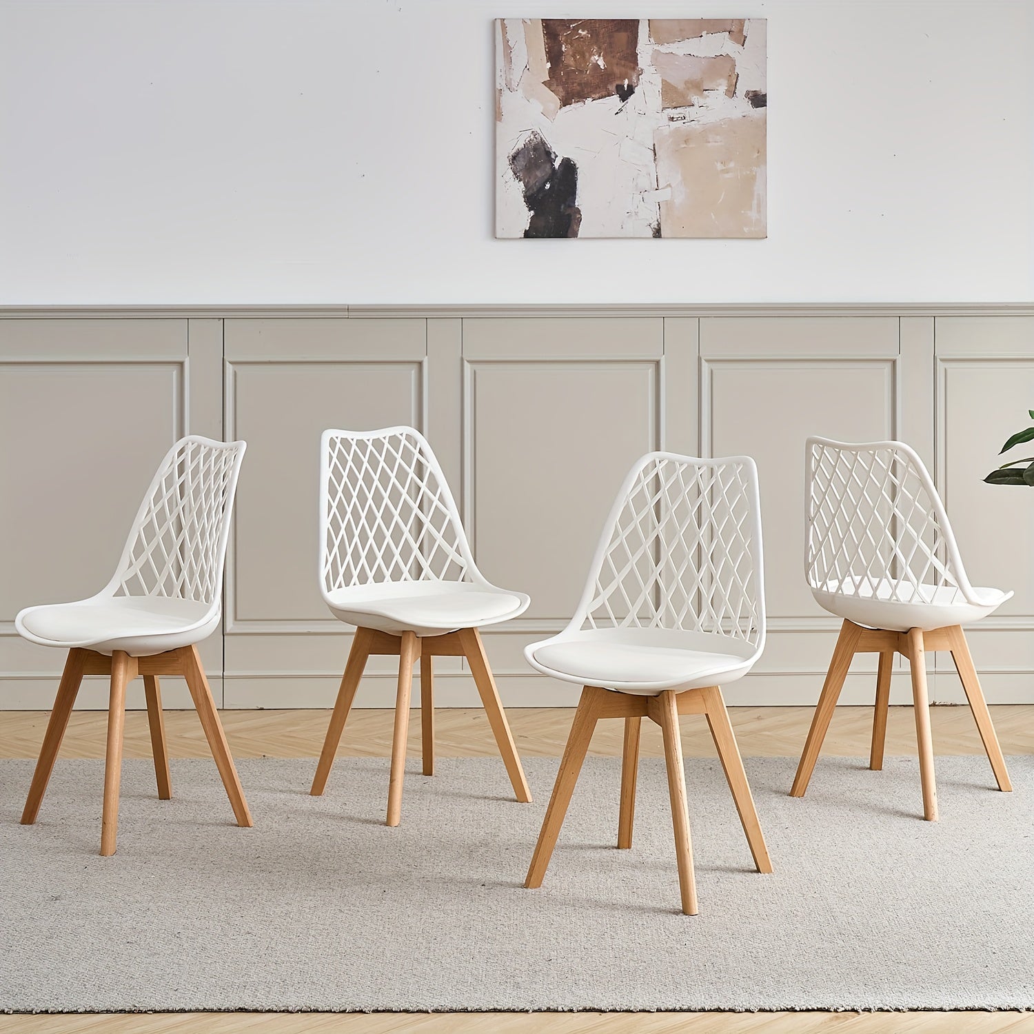 6 chaises de salle à manger, chaises de cuisine, chaises de bureau, chaises de salon avec pieds en hêtre massif, dossier en maille et coussin en PU, style scandinave, élégantes et pratiques, parfaitement intégrées à la vaisselle moderne, Chaise Polyvalen