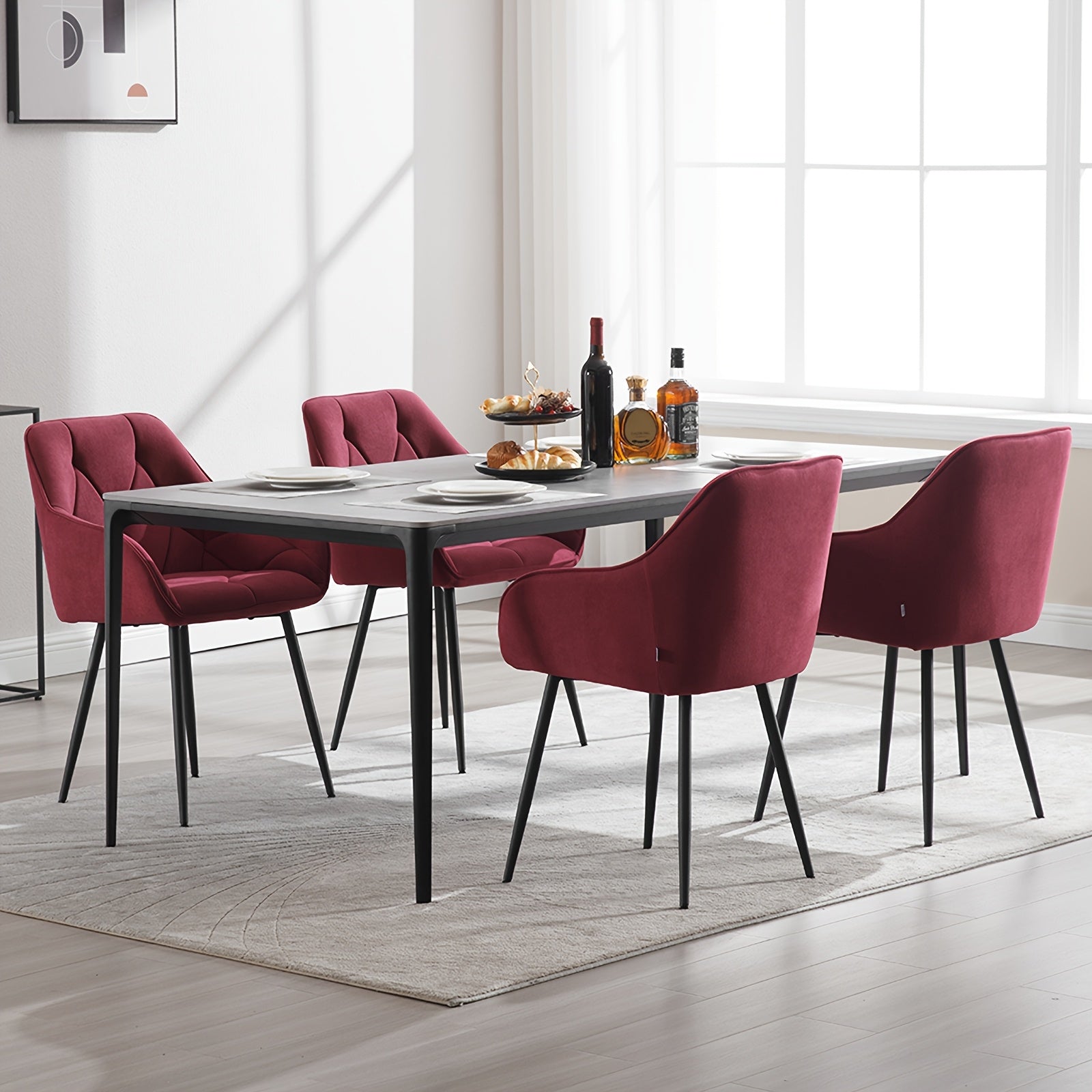 4 chaises de salle à manger, chaises de cuisine, chaises de salle à manger, chaises de salon, accoudoir ergonomique, chaise rembourrée