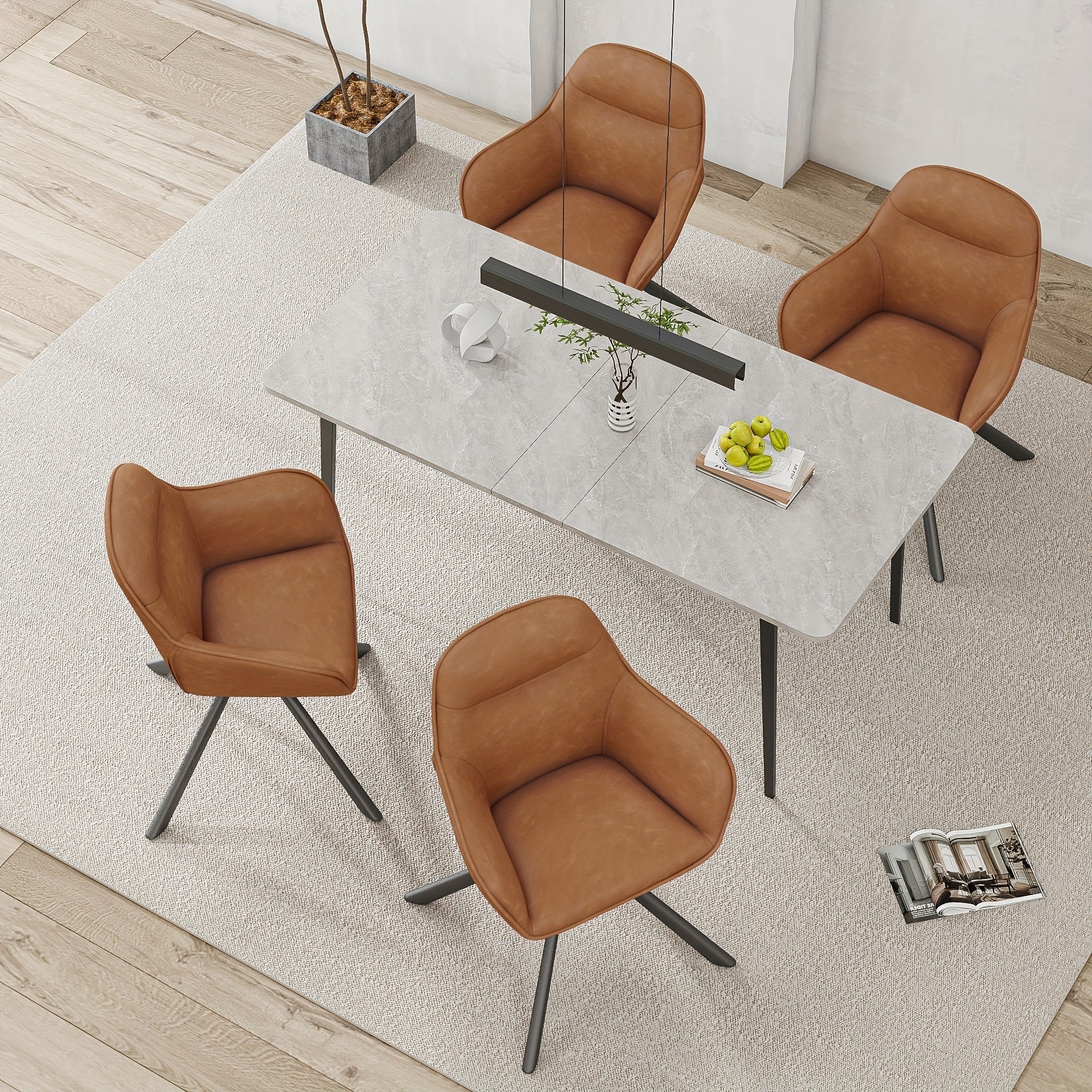 Chaises de salle à manger élégantes et contemporaines, pivotant à 360° avec sièges rembourrés épais, conçues ergonomiquement pour les familles, cafés et restaurants - 2 ensembles / 4 ensembles / 6 ensembles, Sièges de Restaurant,Mobilier de Café,Meubles