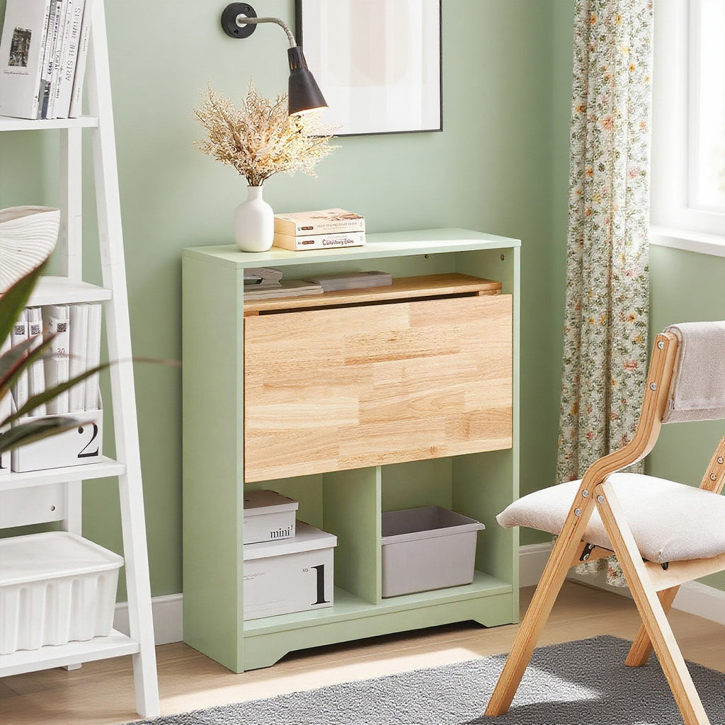 Bureau Pliant, Table d'Ordinateur Rabattable, Table de Bureau, Petite Bureau avec Etagères de Rangement SoBuy FWT104-GR